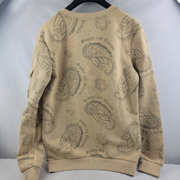 NWT Supply & Demand paisley spray crew neck pocket sweatshirt Size small - Picture 5 of 6
